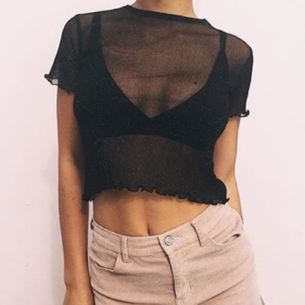 🖤BRANDY MELVILLE BLACK MESH CROP TOP🖤